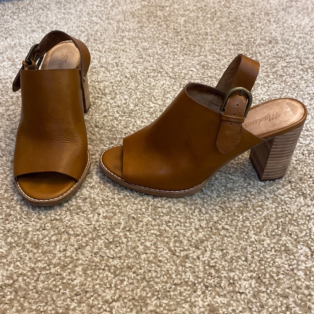 Madewell- Brown Leather Heels with Straps- Size 8